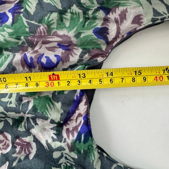 One of Kind 100% Silk Hobo Purse Floral Leather & Brass Handle India Artist - Picture 8 of 10